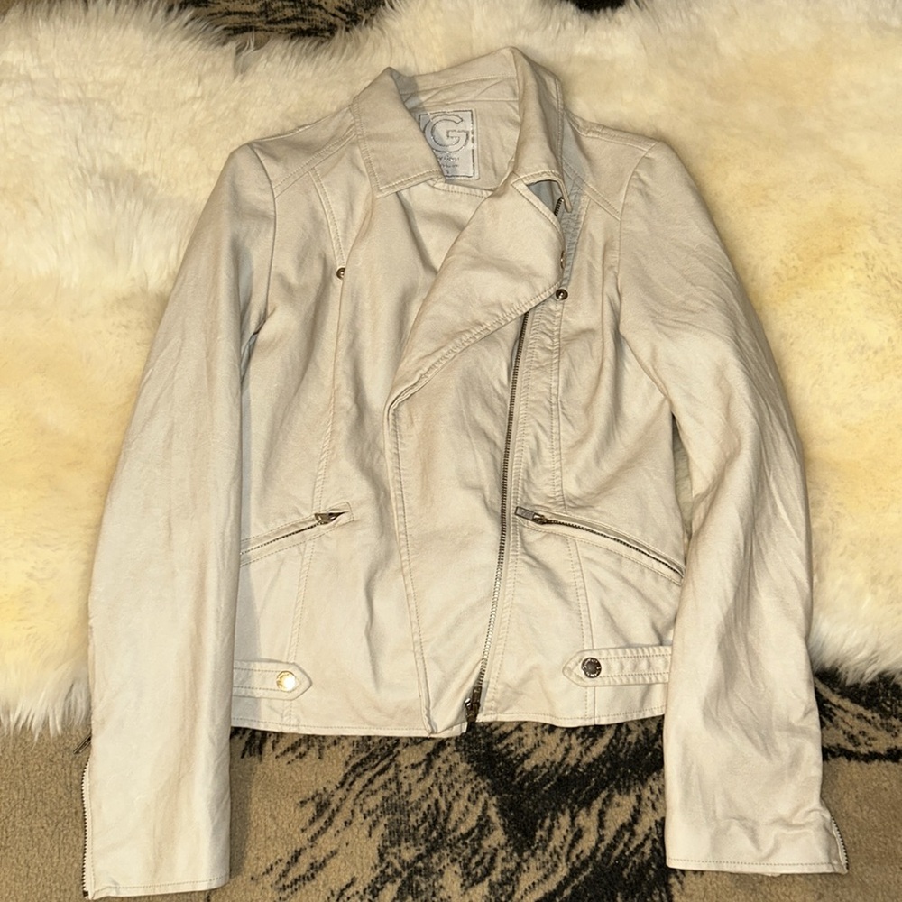 Guess moto jacket Small cream NWOT